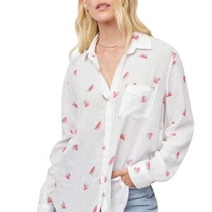 Rails watermelon and white line shirt